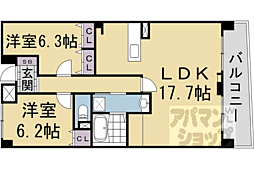 パインフィールド五条 2LDKの間取図画像