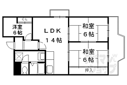 パルテ西京極 3LDKの間取図画像