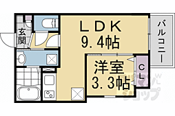 京都市南区東九条北松ノ木町アパート 1LDKの間取図画像