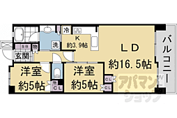 ライオンズ嵯峨天龍寺若宮西の邸 2LDKの間取図画像