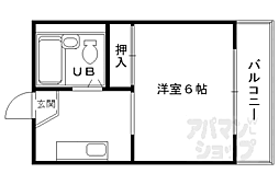 高辻ローズハイツ 1Kの間取図画像