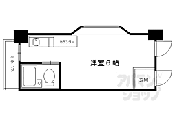 プランニングバンクビル西院 1Kの間取図画像