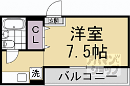 ヤングビレッジ嵯峨 1Kの間取図画像