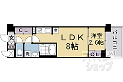 アドバンス京都クラッセ 1LDKの間取図画像