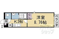 アムール西京極 1Kの間取図画像