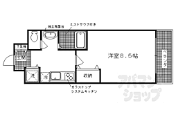 カーサグラン洛西 1Kの間取図画像