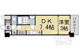 プレサンス京都室町通紫水 1DKの間取図画像