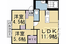フレグランス鳴滝 2LDKの間取図画像