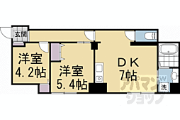 ベール太秦 2DKの間取図画像