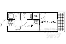 京阪本線 神宮丸太町駅 徒歩13分の賃貸アパート 1階1Kの間取り
