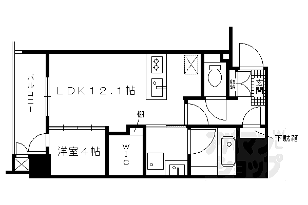 京都府京都市下京区河原町通松原下る難波町(賃貸マンション1LDK・8階・44.83㎡)の写真 その2