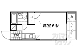 京都市営烏丸線 北大路駅 徒歩6分の賃貸アパート 1階ワンルームの間取り
