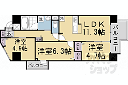 叡山電鉄叡山本線 茶山・京都芸術大学駅 徒歩12分の賃貸マンション 1階3LDKの間取り