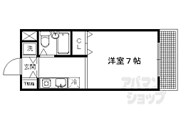 京都市営烏丸線 北山駅 徒歩8分の賃貸マンション 2階1Kの間取り