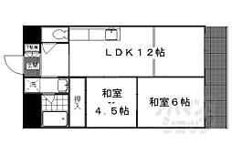 叡山電鉄叡山本線 一乗寺駅 徒歩8分の賃貸マンション 3階2LDKの間取り