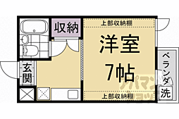 京都市営烏丸線 北大路駅 徒歩19分の賃貸マンション 4階1Kの間取り