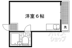 叡山電鉄鞍馬線 二軒茶屋駅 徒歩6分の賃貸マンション 3階ワンルームの間取り