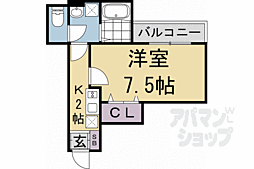 叡山電鉄叡山本線 修学院駅 徒歩5分の賃貸アパート 2階1Kの間取り