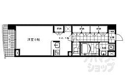 京都市営烏丸線 五条駅 徒歩7分の賃貸マンション 8階1Kの間取り