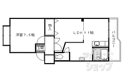 京都市営烏丸線 北大路駅 徒歩7分の賃貸マンション 1階1LDKの間取り