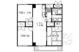 京都市営烏丸線 松ヶ崎駅 徒歩9分の賃貸マンション 2階3LDKの間取り