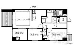 京都市営烏丸線 烏丸御池駅 徒歩8分の賃貸マンション 3階3LDKの間取り
