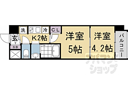 エステムコート京都二条 708 7階2Kの間取り