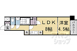 エステムコート京都二条 711 7階1LDKの間取り