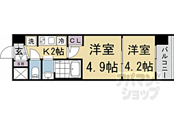 京都市上京区革堂前之町マンション 2Kの間取図画像
