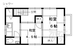 京都市営烏丸線 北大路駅 3.3kmの賃貸アパート 2階2Kの間取り