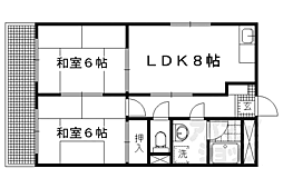叡山電鉄鞍馬線 岩倉駅 徒歩4分の賃貸マンション 4階2LDKの間取り
