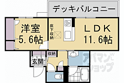 京福電気鉄道北野線 龍安寺駅 徒歩3分の賃貸マンション 1階1LDKの間取り
