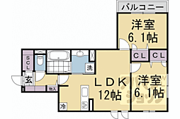 叡山電鉄叡山本線 一乗寺駅 徒歩10分の賃貸アパート 2階2LDKの間取り