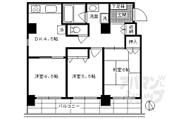 京都地下鉄東西線 二条駅 徒歩2分の賃貸マンション 9階3DKの間取り