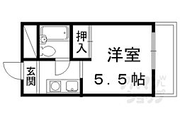 京都市営烏丸線 北大路駅 徒歩26分の賃貸マンション 1階1Kの間取り