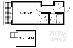 叡山電鉄叡山本線 茶山・京都芸術大学駅 徒歩5分の賃貸アパート 2階1Kの間取り