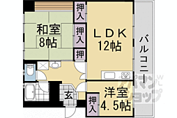 叡山電鉄叡山本線 茶山・京都芸術大学駅 徒歩5分の賃貸マンション 2階2LDKの間取り