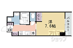 京都地下鉄東西線 京都市役所前駅 徒歩10分の賃貸マンション 3階1Kの間取り