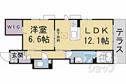 JR山陰本線 円町駅 徒歩8分の賃貸マンション 1階1LDKの間取り