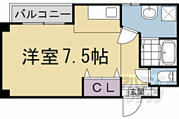 京都市営烏丸線 松ヶ崎駅 徒歩2分の賃貸マンション 2階ワンルームの間取り