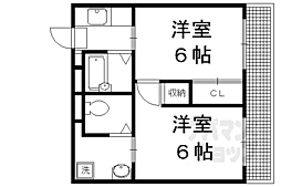 京福電気鉄道北野線 北野白梅町駅 3.2kmの賃貸マンション 4階2Kの間取り