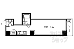 京都市営烏丸線 四条駅 徒歩3分の賃貸マンション 3階1Kの間取り