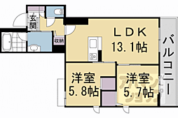 アウスレーゼ御所 3階2LDKの間取り