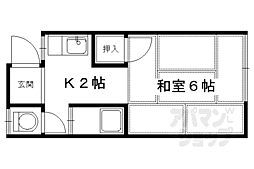 叡山電鉄叡山本線 一乗寺駅 徒歩3分の賃貸アパート 1階1Kの間取り