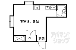 京都市営烏丸線 松ヶ崎駅 徒歩10分の賃貸アパート 1階ワンルームの間取り