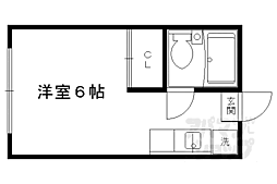 京都市営烏丸線 北山駅 徒歩9分の賃貸マンション 2階1Kの間取り