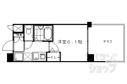 京都市営烏丸線 四条駅 徒歩5分の賃貸マンション 10階1Kの間取り