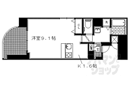 京阪本線 三条駅 徒歩1分の賃貸マンション 1階1Kの間取り
