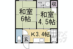 叡山電鉄叡山本線 茶山・京都芸術大学駅 徒歩9分の賃貸マンション 3階2Kの間取り