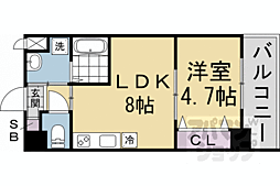 JR山陰本線 二条駅 徒歩4分の賃貸マンション 7階1LDKの間取り